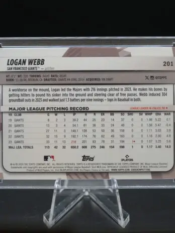 2025 Topps Archives Signature Series Logan Webb On-Card Autograph 9/15 – Limited Edition Baseball Card